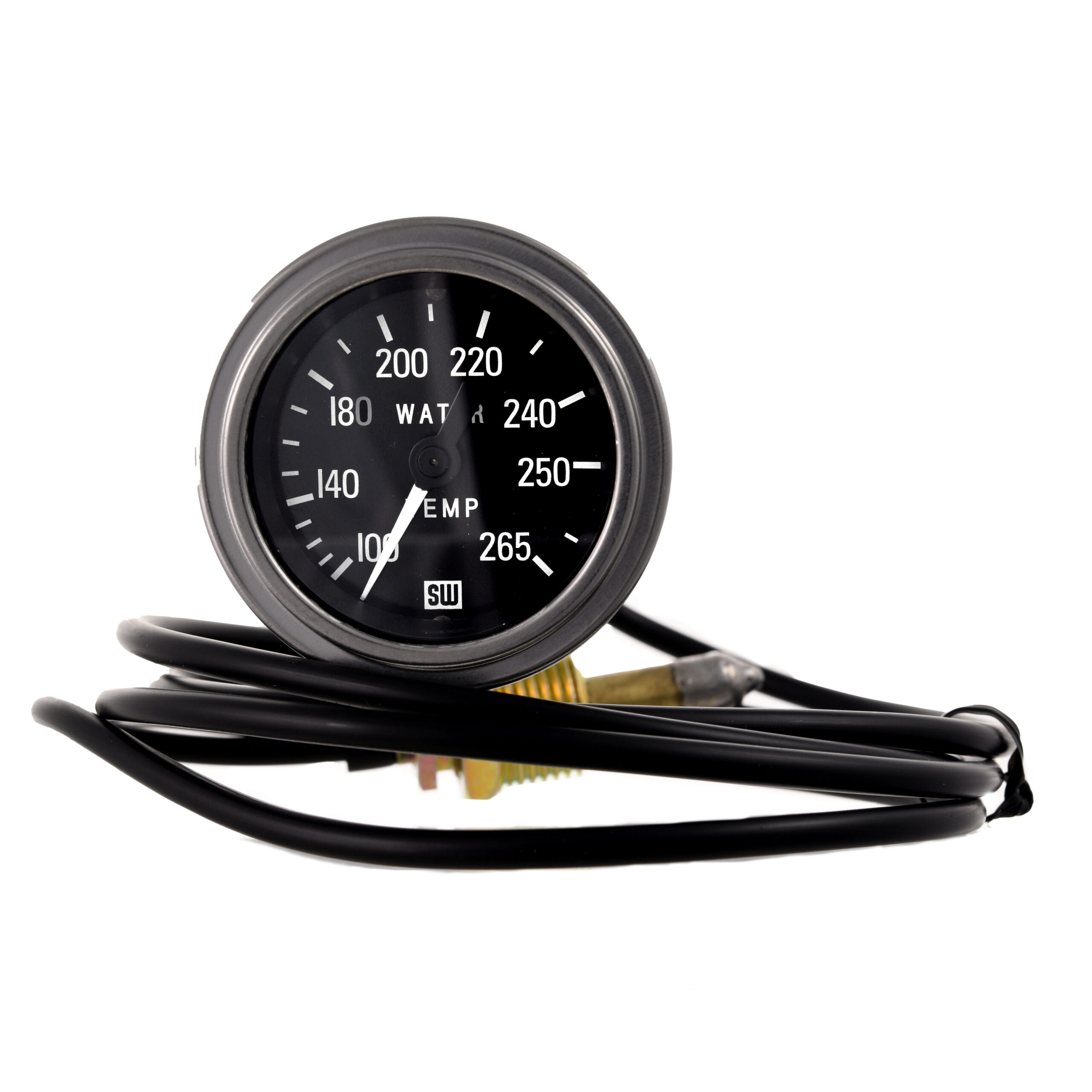 Square temperature gauge, velcro anywhere, size of a keychain remote.  Tempterature gauges read air intake temperature or water temperature.  Tunning with a water temperature gauge is critical. - Square temperature  gauge, velcro